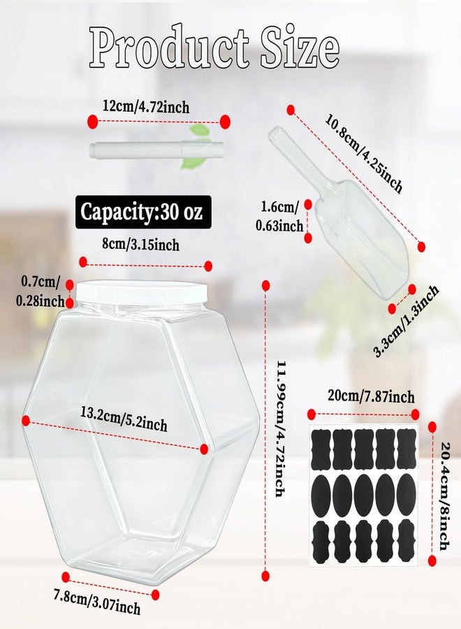 UCEHIPAW 12 Pcs Hexagon Plastic Jars with Airtight Lids 30oz Transparent Reusable Cookie Jars Wide Mouth Coffee Candy Containers for Buffet Laundry Pod Dog Treat Gifts - Image 2